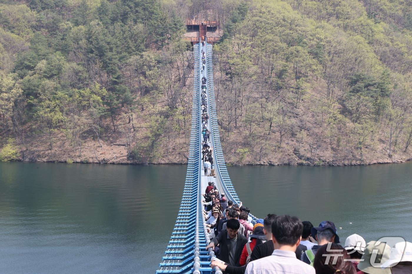 충북 '진천 초평호 미르 309 출렁다리'/뉴스1