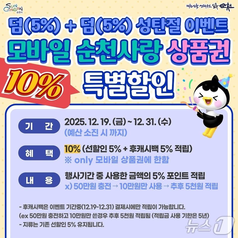 본문 이미지 - 순천사랑상품권 특별할인 포스터. (순천시 제공. 재판매 및 DB금지)