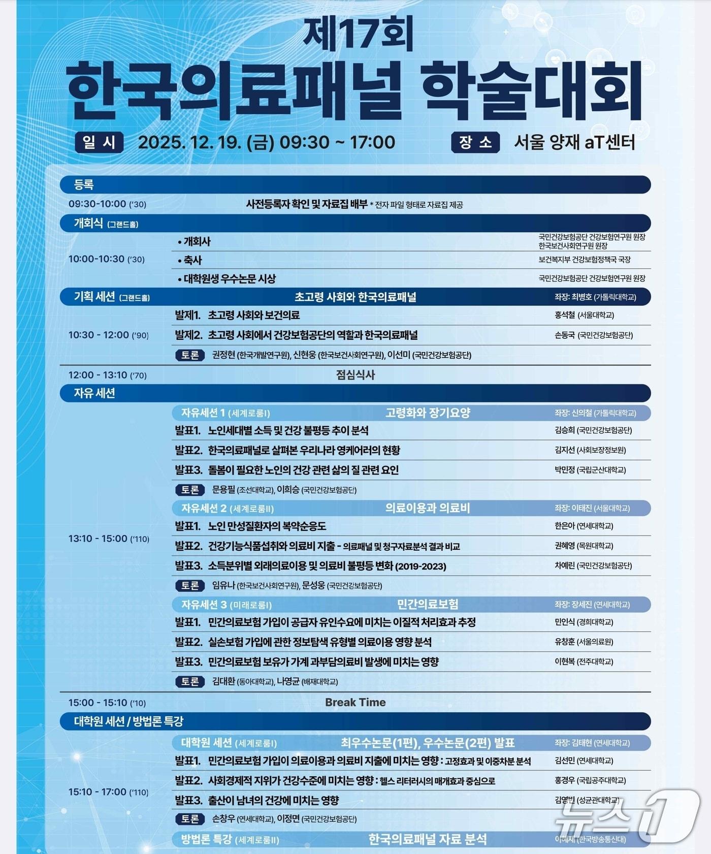 본문 이미지 - 한국의료패널학회 학술대회 포스터(건강보험공단 제공)