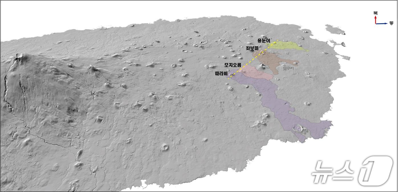  따라비–모지–좌보미–용눈이 오름 선상 배열(제주도 제공. 재판매 및 DB금지)