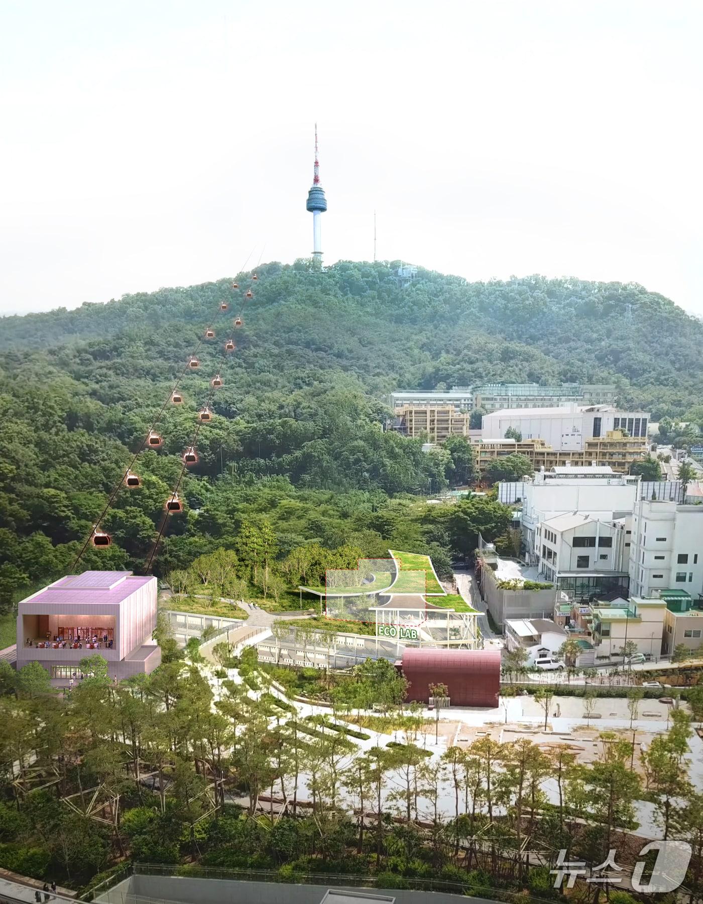 본문 이미지 - 예장자락 인근 소방재난본부 철거 이후 남산 곤돌라 예상 경관.&#40;서울시 제공&#41;