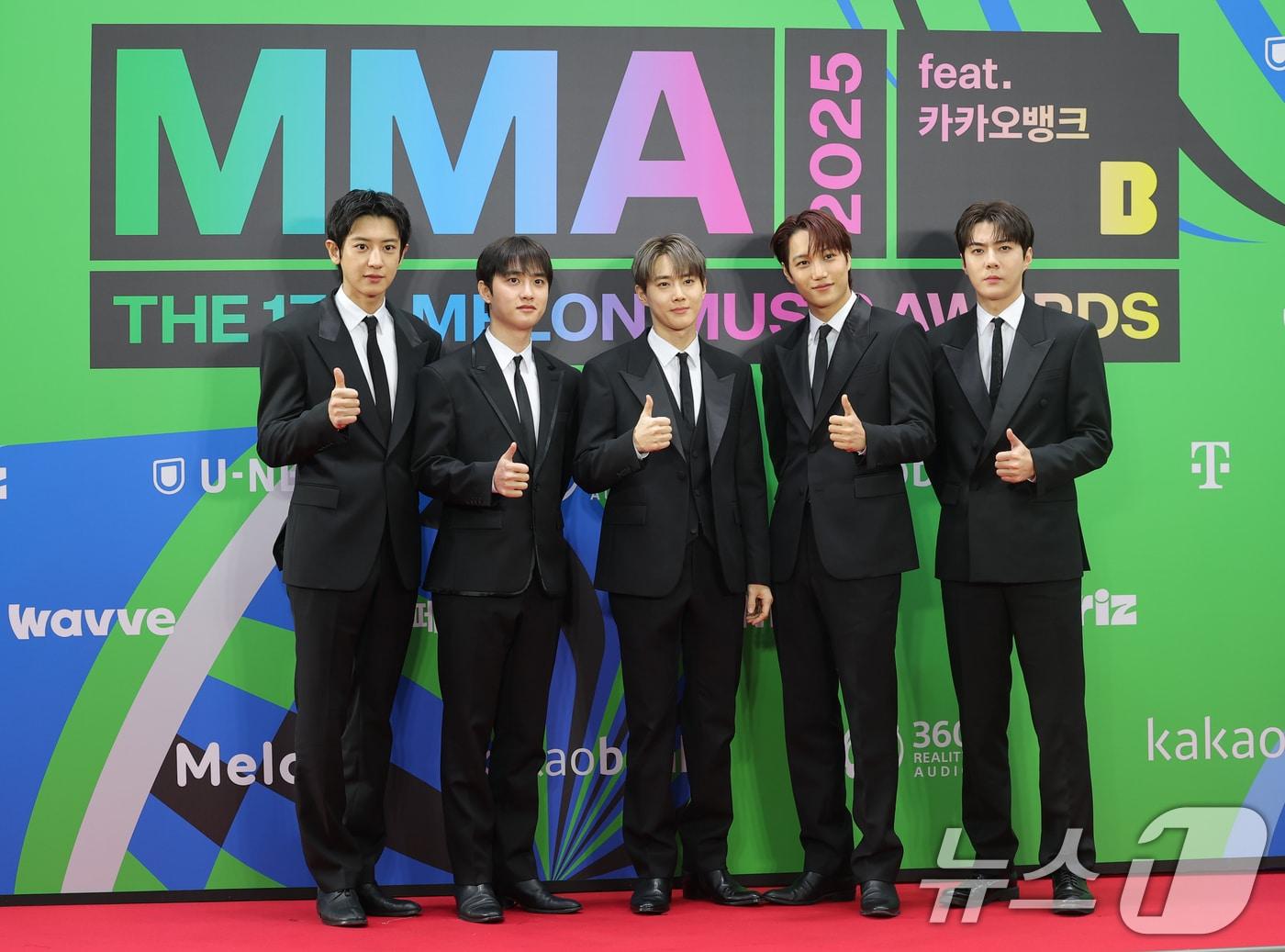 본문 이미지 - 그룹 엑소의 찬열(왼쪽부터)과 디오, 수호, 카이, 세훈ⓒ News1 권현진 기자