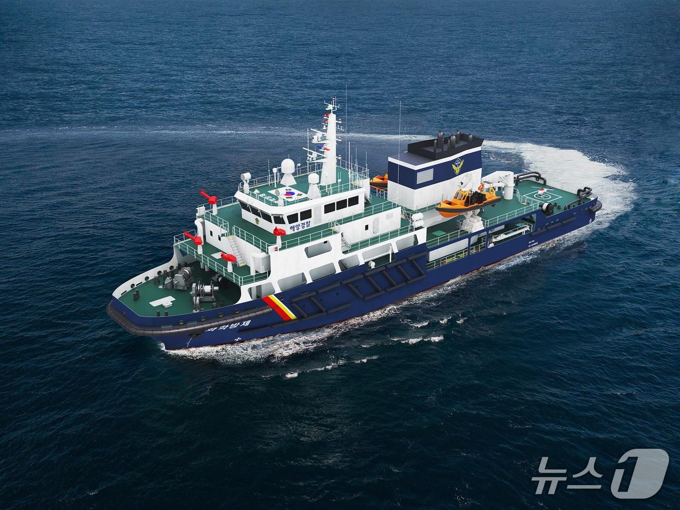 본문 이미지 - 1900톤급 다목적 화학방제함 조감도.(HJ중공업 제공. 재판매 및 DB금지)