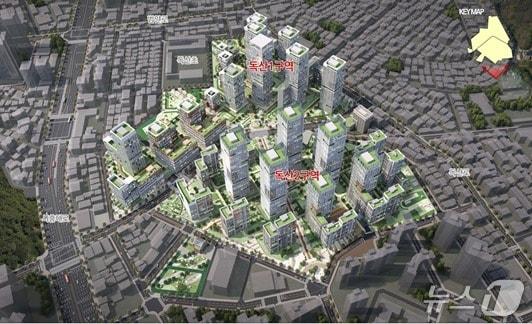 본문 이미지 -  독산 1구역과 독산 2구역 일대 조감도 (서울시 제공) 뉴스1 ⓒ News1