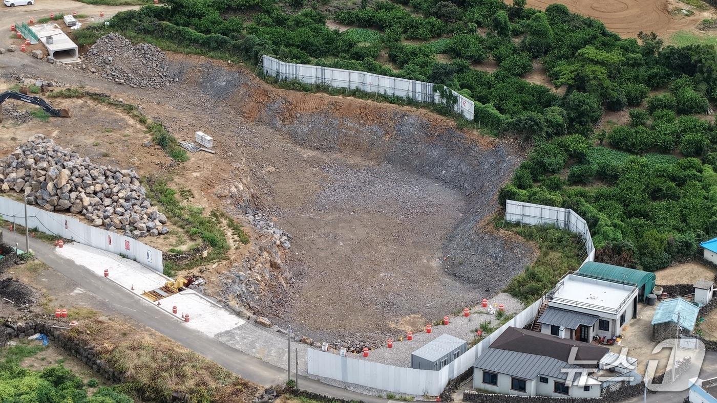 제주시는'신창·한원 자연재해위험개선지구 정비사업' 저류지 공사 현장.(제주시 제공. 재판매 및 DB 금지)/뉴스1