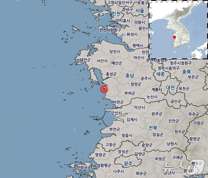 본문 이미지 - 25일 오후 3시37분께 충남 보령시 서남서쪽 10㎞ 해역에서 규모 2.0 지진이 발생했다.(기상청 제공) /뉴스1