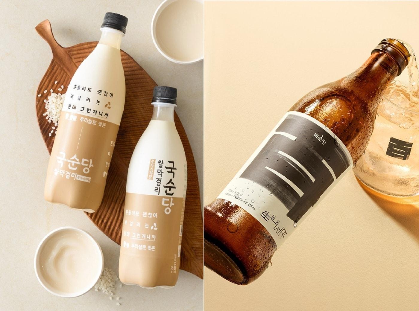 본문 이미지 - 국순당 쌀막걸리, 생백세주 제품 이미지.(국순당 제공)