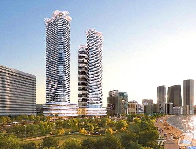 본문 이미지 - 엠디엠플러스의 옛 해운대 그랜드호텔 신축 개발사업 투시도.(엠디엠플러스 제공. 재판매 및 DB금지)