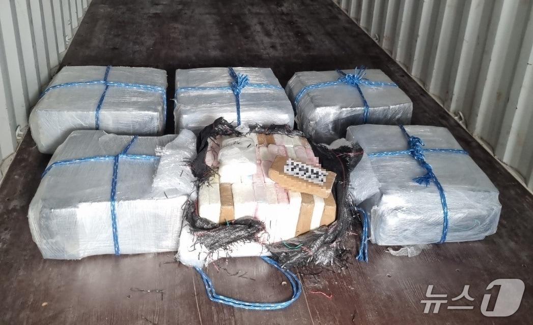 본문 이미지 - 지난 8월 컨테이너 내부에서 발견된 300kg 상당의 코카인 (부산본부세관 제공. 재판매 및 DB금지)
