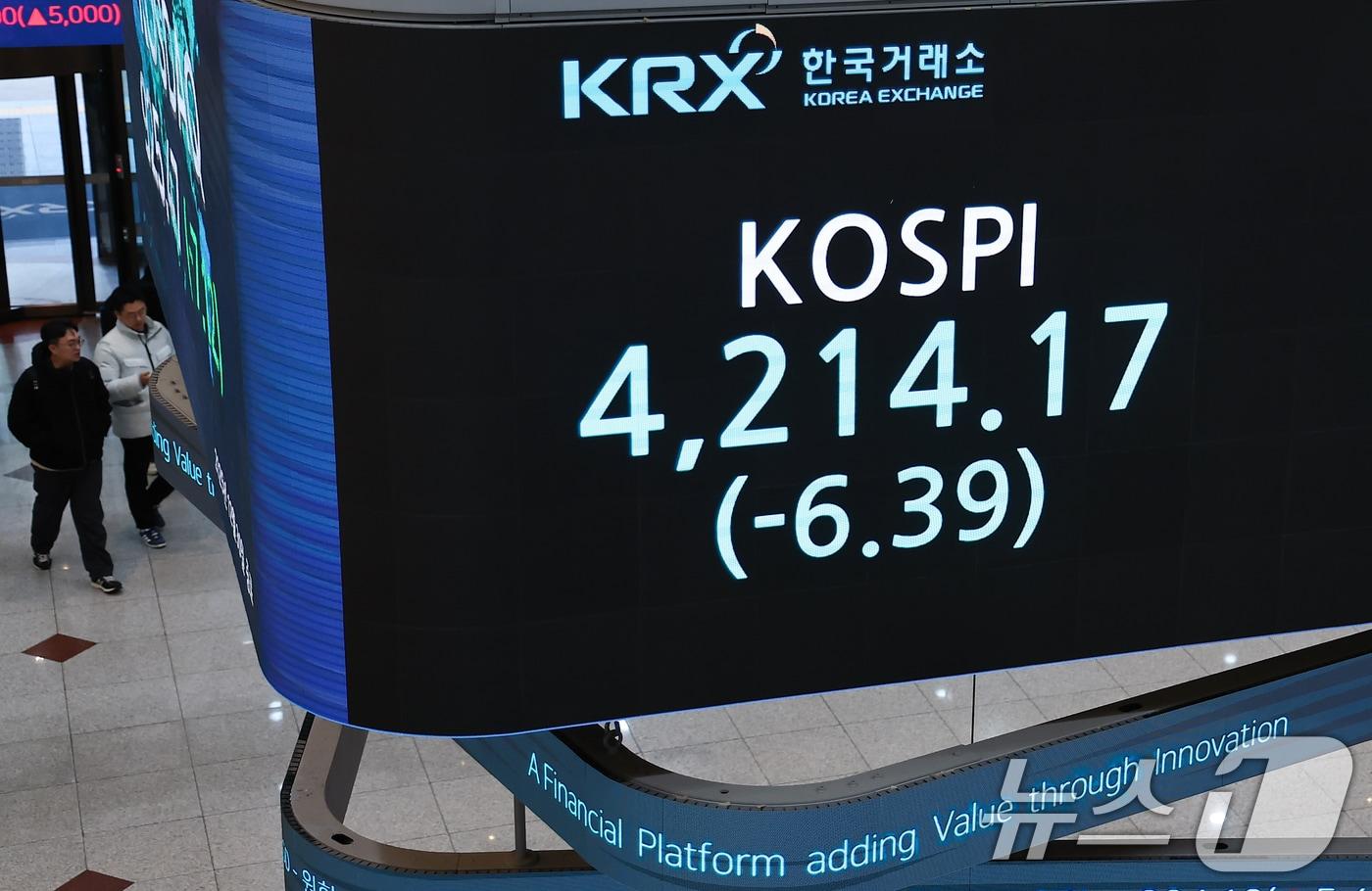 본문 이미지 - 2025년 국내 증시 폐장일인 30일 오후 서울 영등포구 한국거래소 전광판에 증시 종가가 표시되고 있다. 2025.12.30 ⓒ 뉴스1 김도우 기자