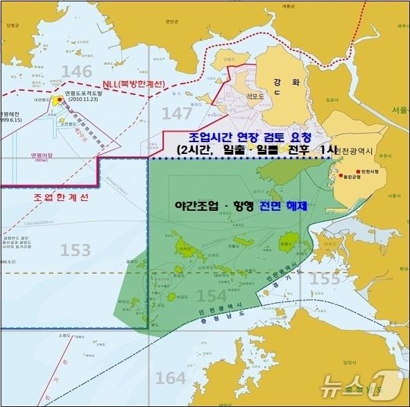 본문 이미지 - 야간조업(항행) 규제완화 해역도 (더불어민주당 박찬대 의원실 제공.재판매 및 DB금지)