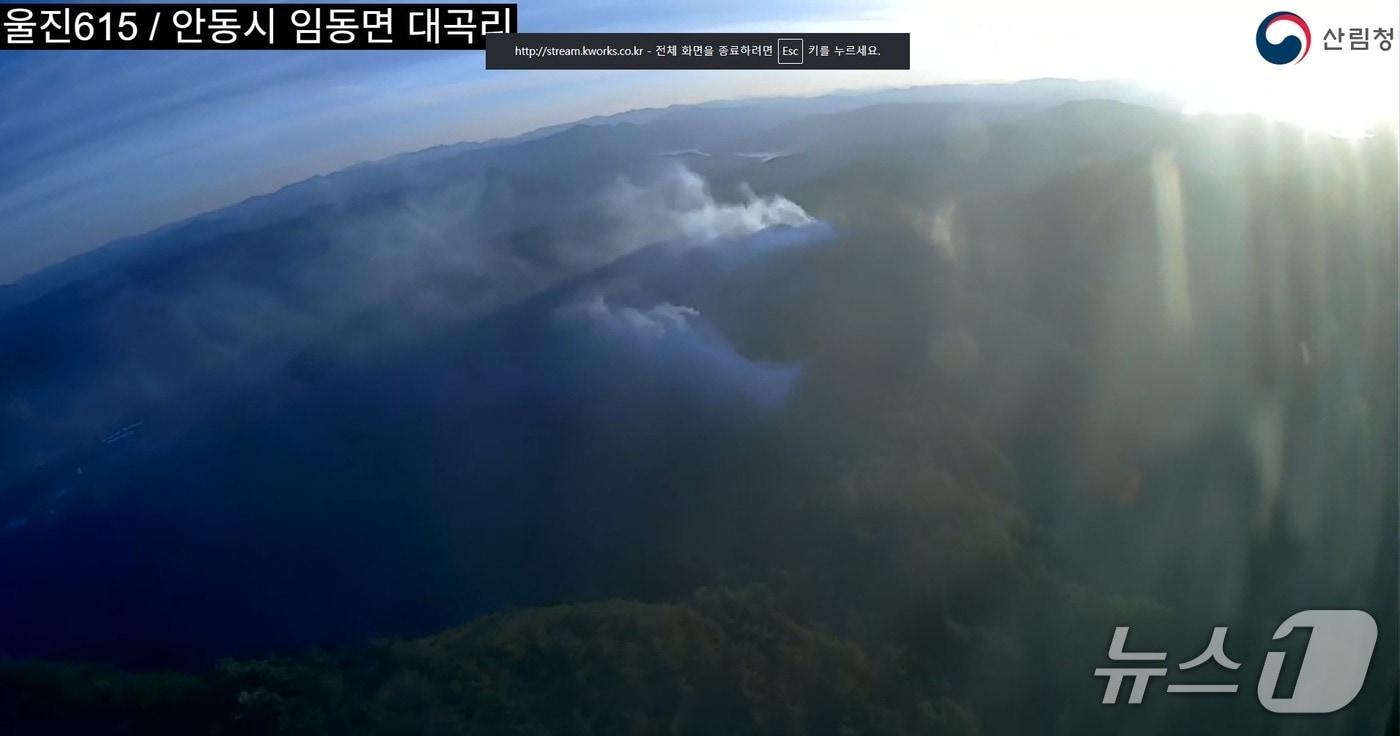 31일 오후 3시56분쯤 경북 안동시 임동면 대곡리의 야산에서 불이 나 산림 당국이 헬기 10대를 투입, 진화에 나섰다.(산림청 제공. 재판매 및 DB 금지)2025.12.31/뉴스1