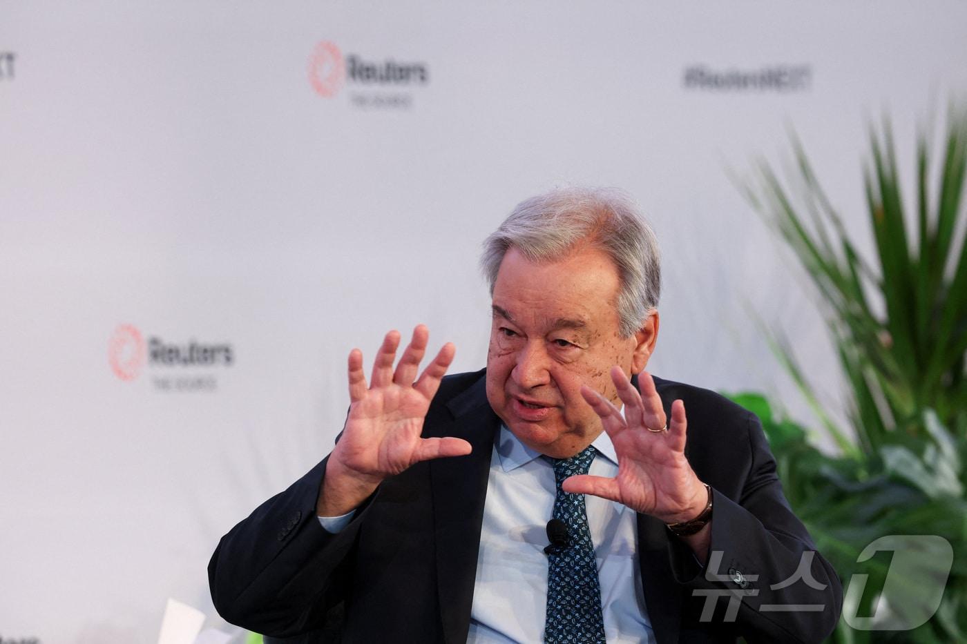 3일&#40;현지시간&#41; 안토니우 구테흐스 유엔 사무총장이 미국 뉴욕에서 열린 로이터 NEXT 콘퍼런스에서 알레산드라 갈로니 로이터 편집국장과 인터뷰를 하고 있다. 2025.12.03 ⓒ 로이터=뉴스1 ⓒ News1 김지완 기자