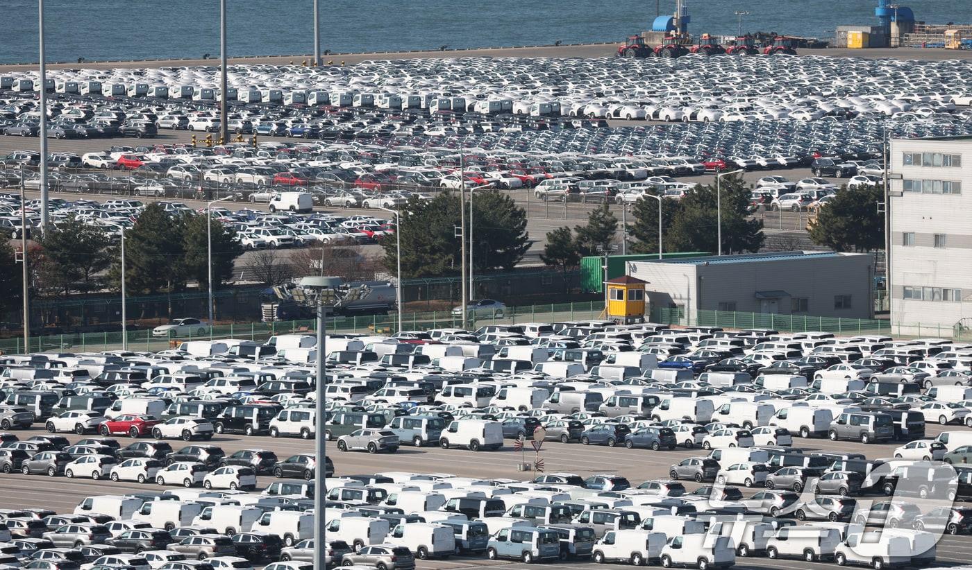 4일 경기 평택시 포승읍 평택항에 수출용 차량이 세워져 있다.  2025.12.4/뉴스1 ⓒ News1 김영운 기자