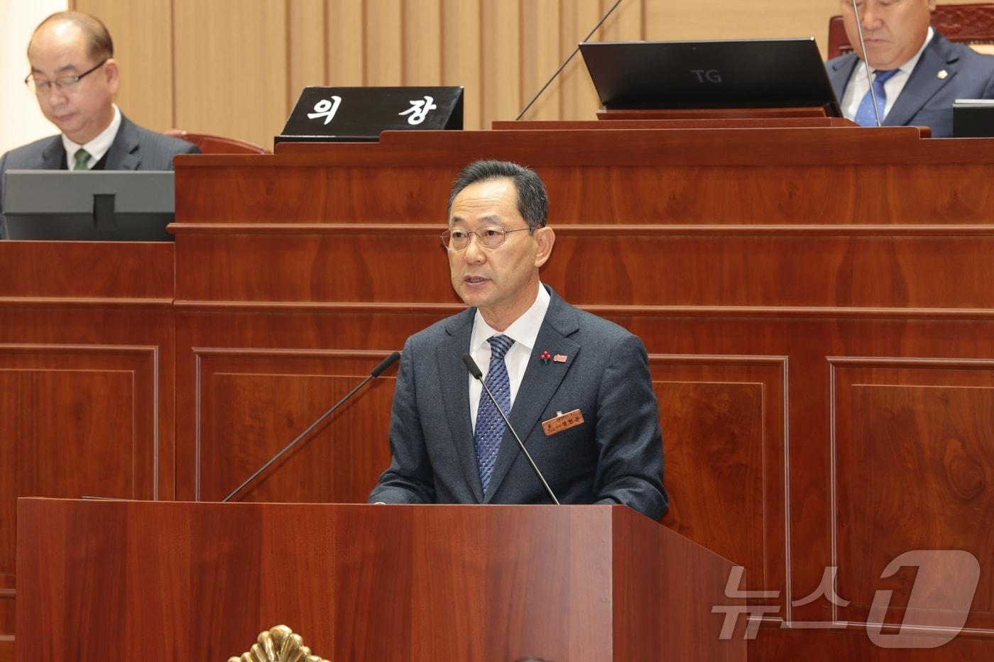 명현관 군수 , 해남군의회 시정연설 &#40;해남군 제공. 재판매 및 DB금지&#41; /뉴스1 