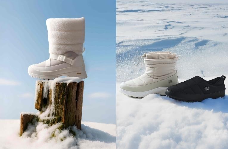 본문 이미지 - 코오롱스포츠의 스노우 부츠&#40;왼쪽&#41;와 다우니3, 워몬2&#40;코오롱FnC 제공&#41;