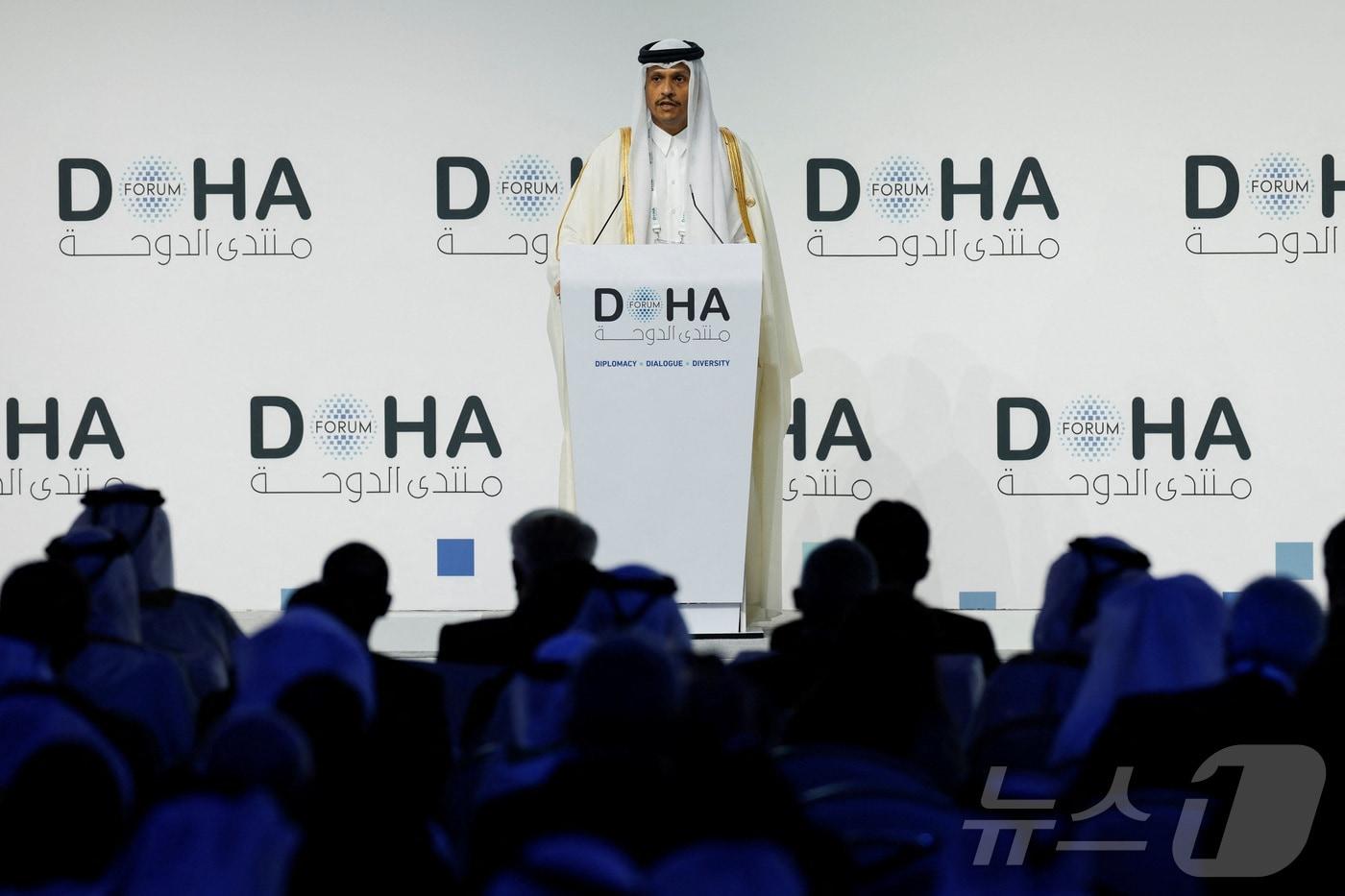 6일&#40;현지시간&#41; 셰이크 무함마드 빈 압둘라흐만 알사니 카타르 총리가 카타르 도하포럼 패널 토론에서 연설하고 있다. 2025.12.06 ⓒ 로이터=뉴스1 ⓒ News1 김지완 기자