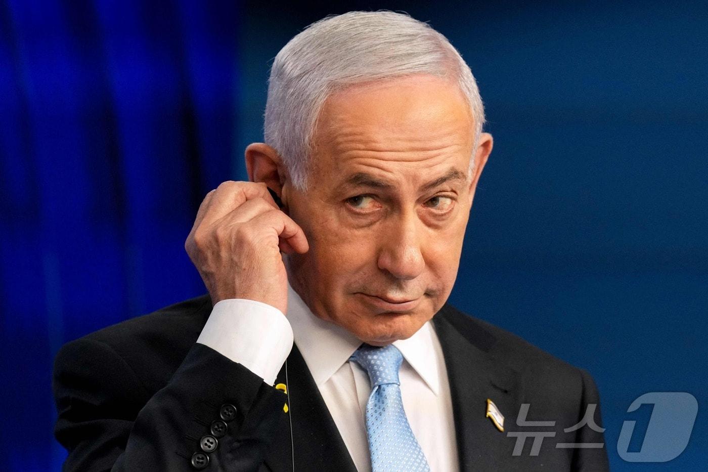 베냐민 네타냐후 이스라엘 총리가 7일&#40;현지시간&#41; 이스라엘 예루살렘에서 프리드리히 메르츠 독일 총리와 공동 기자회견을 하고 있다. 2025.12.07. ⓒ AFP=뉴스1 ⓒ News1 이정환 기자