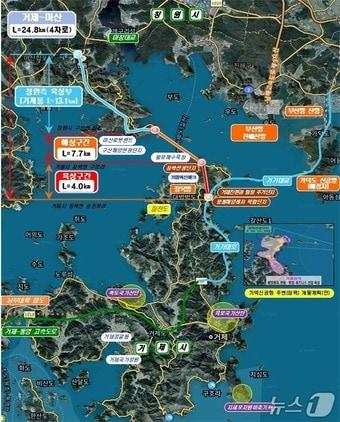 본문 이미지 - 거제~마산 국도 5호선 건설 사업 위치도.&#40;경남도 제공. 재판매 및 DB금지&#41;