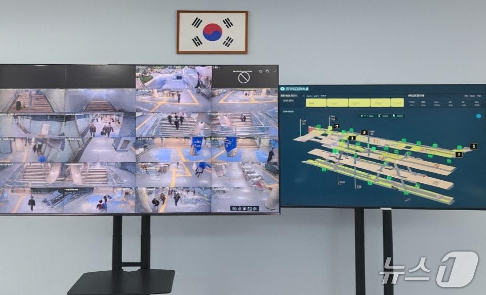 본문 이미지 - ‘AI 기반 다중운집 인파사고 예방 체계’ 시연 모습 &#40;부산교통공사 제공. 재판매 및 DB금지&#41;