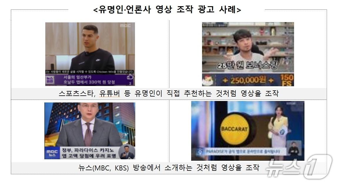 본문 이미지 - 한국소비자원이 10일 공개한 유명인·언론사 영상 조작 광고 사례 &#40;한국소비자원 제공&#41;/뉴스1 ⓒ News1