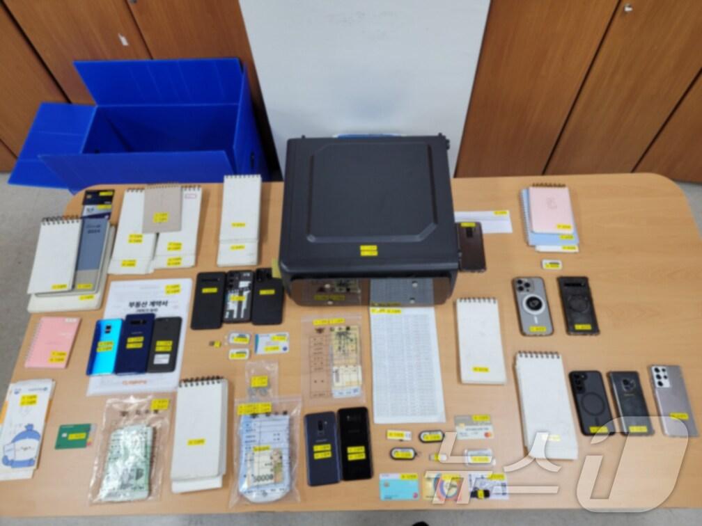 본문 이미지 - 무등록 불법사채조직원들에 대한 압수물 (사진=경기북부경찰청)