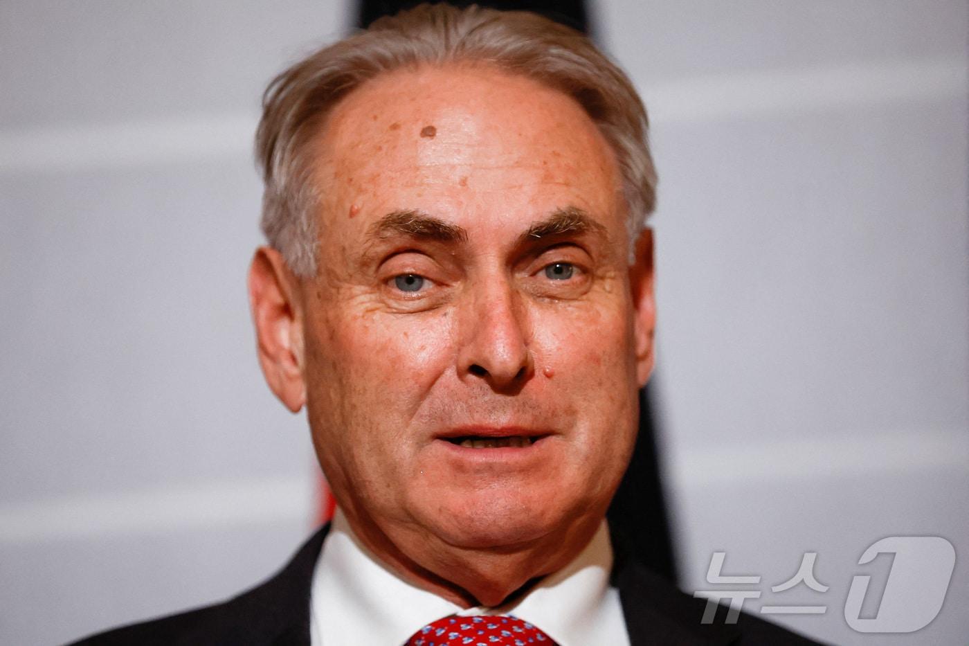 돈 패럴 호주 통상관광부 장관이 2023년 5월 12일 중국 베이징에서 왕원타오 중국 상무부 장관과 회담한 후 기자회견에 참석하고 있다. 2023.05.12 ⓒ 로이터=뉴스1 ⓒ News1 김경민 기자