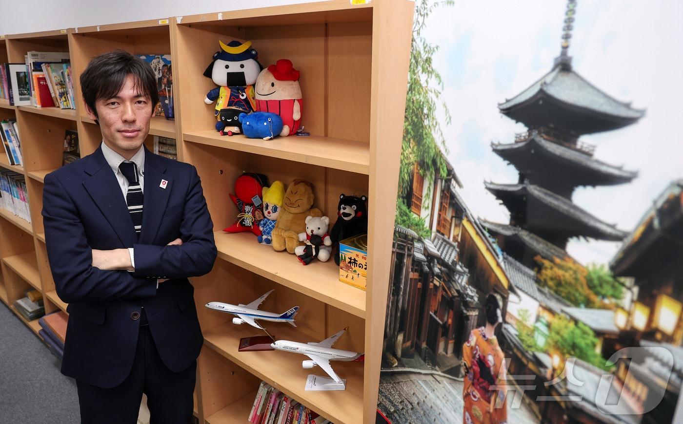 시미지 유이치 일본정부관광국&#40;JNTO&#41; 서울 사무소장이 10일 서울 중구 일본정부관광국 서울 사무소에서 뉴스1과 인터뷰를 하고 있다. 2025.2.10/뉴스1 ⓒ News1 김성진 기자