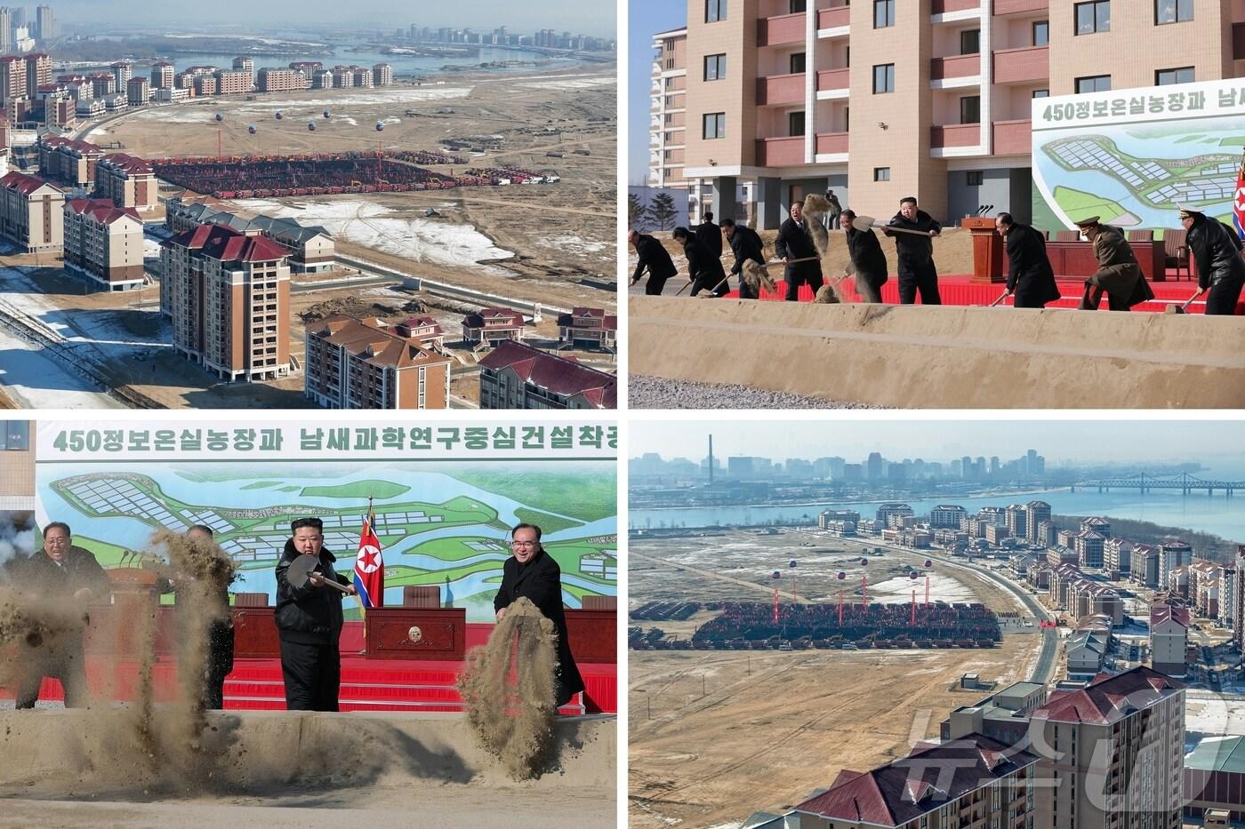 (평양 노동신문=뉴스1) = 지난 10일 열린 신의주 온실농장과 남새과학연구기지 착공식에 참석한 김정은 북한 노동당 총비서의 모습 [국내에서만 사용가능. 재배포 금지. DB 금지. For Use Only in the Republic of Korea. Redistribution Prohibited] rodongphoto@news1.kr