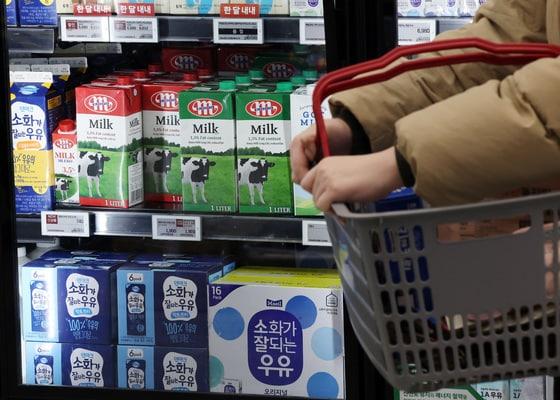 본문 이미지 - 서울 시내 한 대형마트에 수입 멸균 우유가 진열돼 있다. 2025.2.11/뉴스1 ⓒ News1 이동해 기자