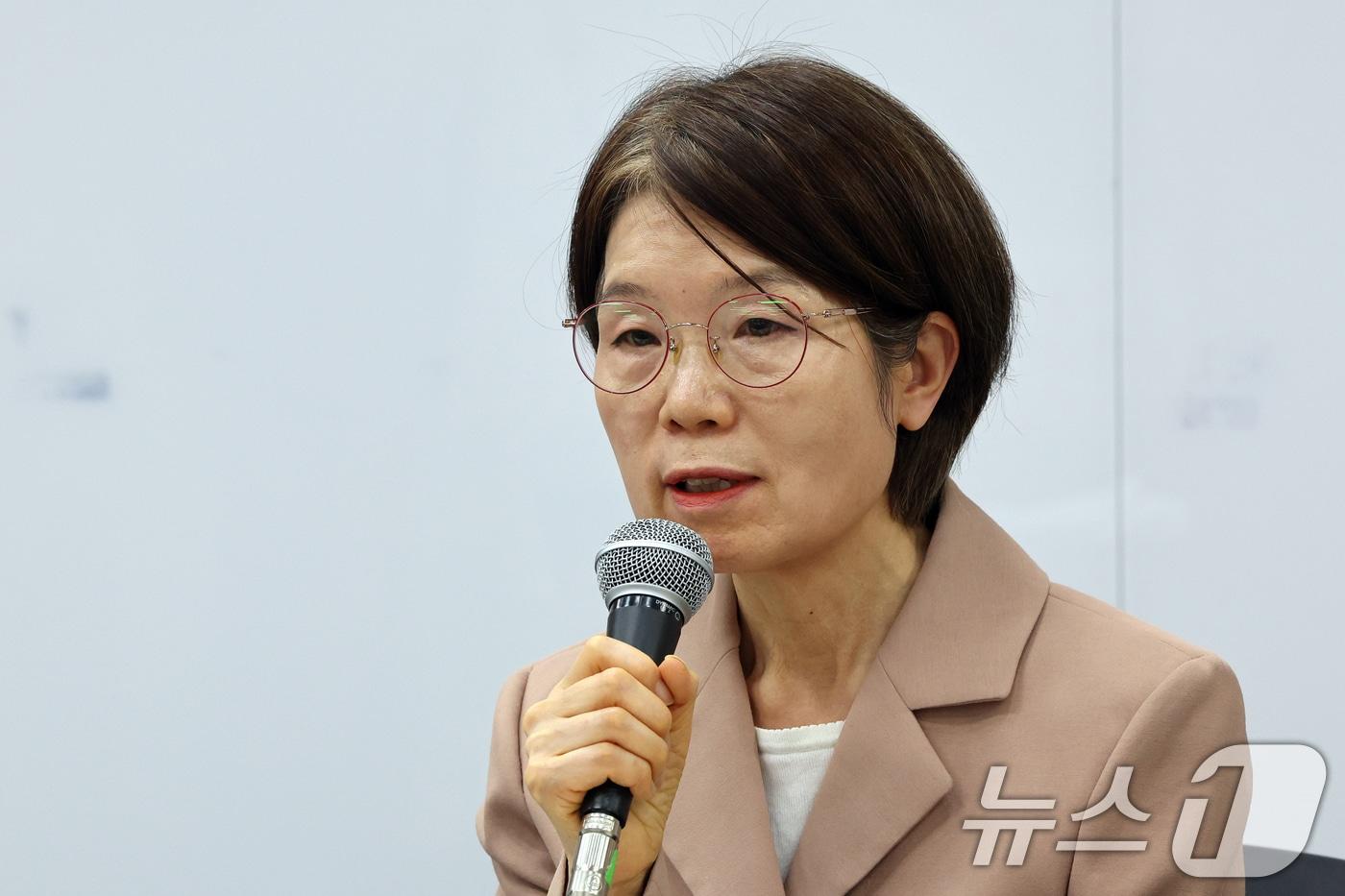 남규선 국가인권위원회 상임위원(장애인차별시정위원회 소위원장)이 서울 중구 국가인권위원회 배움터에서 기자회견을 하고 있다. 2025.2.11/뉴스1 ⓒ News1 황기선 기자