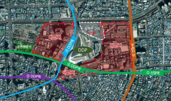 본문 이미지 - DDP 마스터플랜 대상지(서울시 제공).