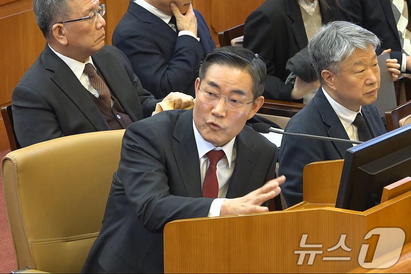 본문 이미지 - 신원식 전 국가안보실장. (헌법재판소 제공. 재판매 및 DB 금지) 2025.2.11 ⓒ 뉴스1