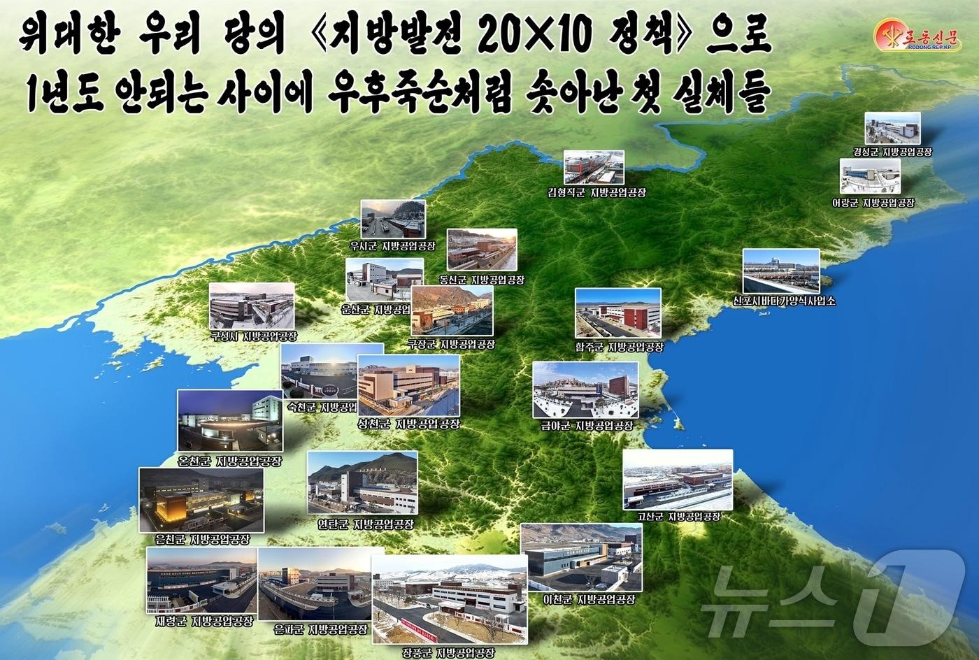 &#40;평양 노동신문=뉴스1&#41; = 북한 노동당 기관지 노동신문은 12일 &#34;20개 시·군 지방공업공장 준공식이 김형직군에서 첫해 목표의 완벽한 달성을 알리는 승전포성으로 터져오른 오늘의 이 경이로운 소식, 얼마나 기다려온 순간인가＂이라고 보도했다. [국내에서만 사용가능. 재배포 금지. DB 금지. For Use Only in the Republic of Korea. Redistribution Prohibited] rodongphoto@news1.kr
