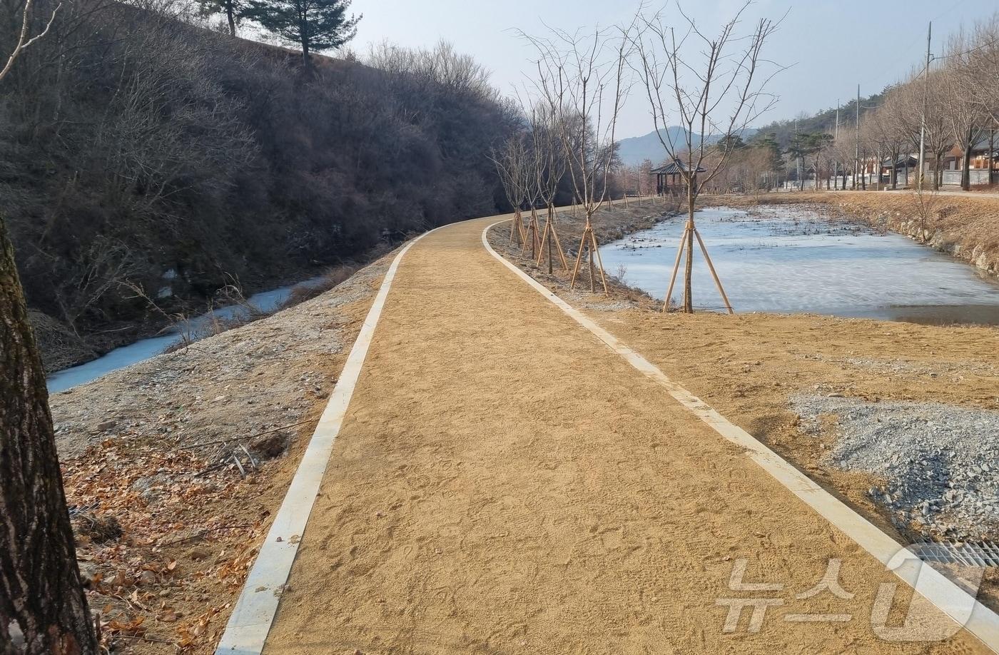 충북 괴산군이 성황천변에 조성하는 맨발걷기길 예상도/뉴스1