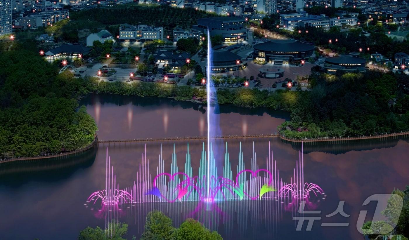  충북 충주 시민의 도심 속 휴식처인 호암지에 오는 5월부터 음악분수가 가동된다. 사진은 조감도.(충주시 제공. 재판매 및 DB금지)/뉴스1
