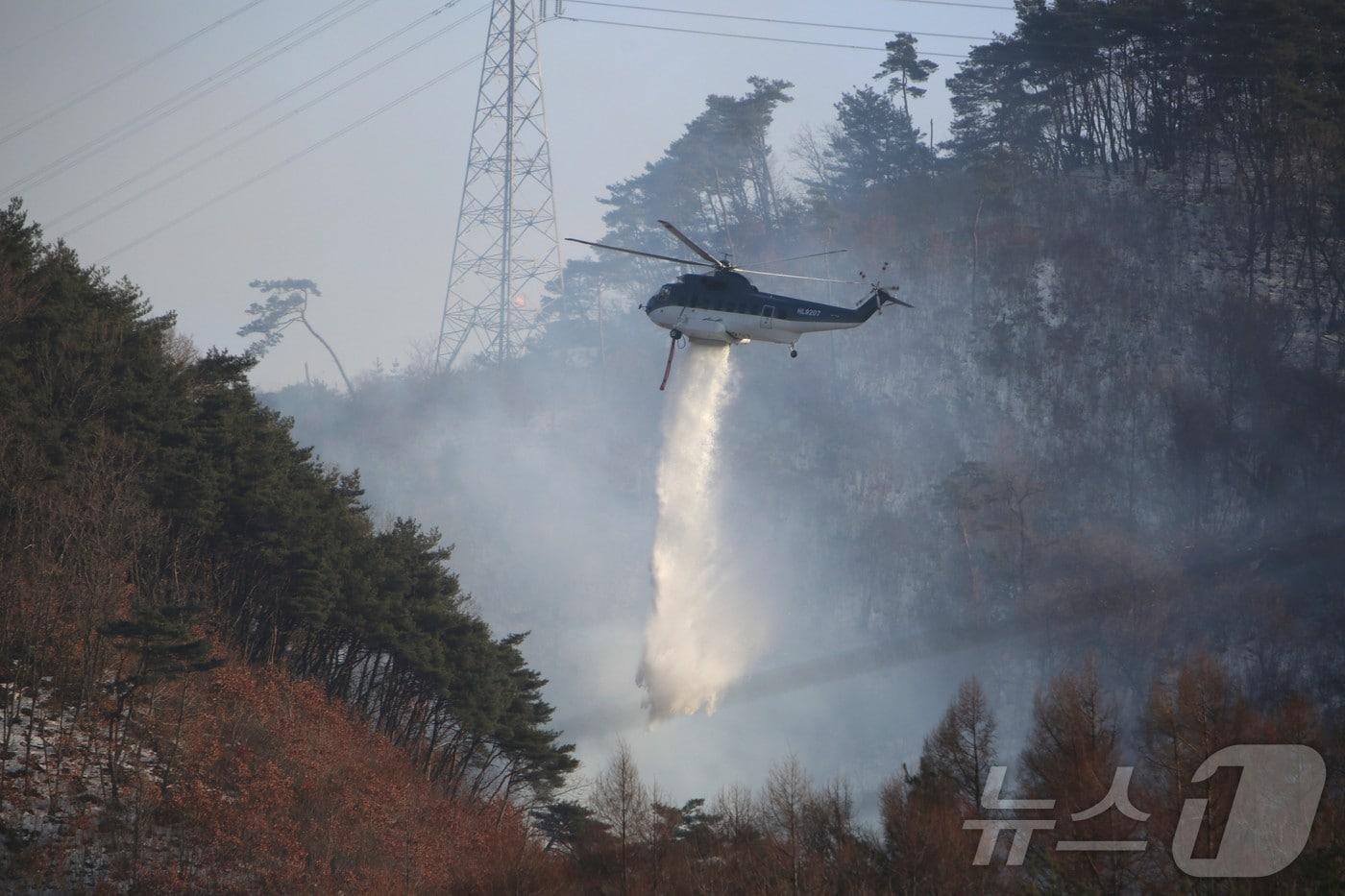 본문 이미지 -  제천시 송학면 무도리 산불 발생(재판매 및 DB금지)/2025.2.14/뉴스1