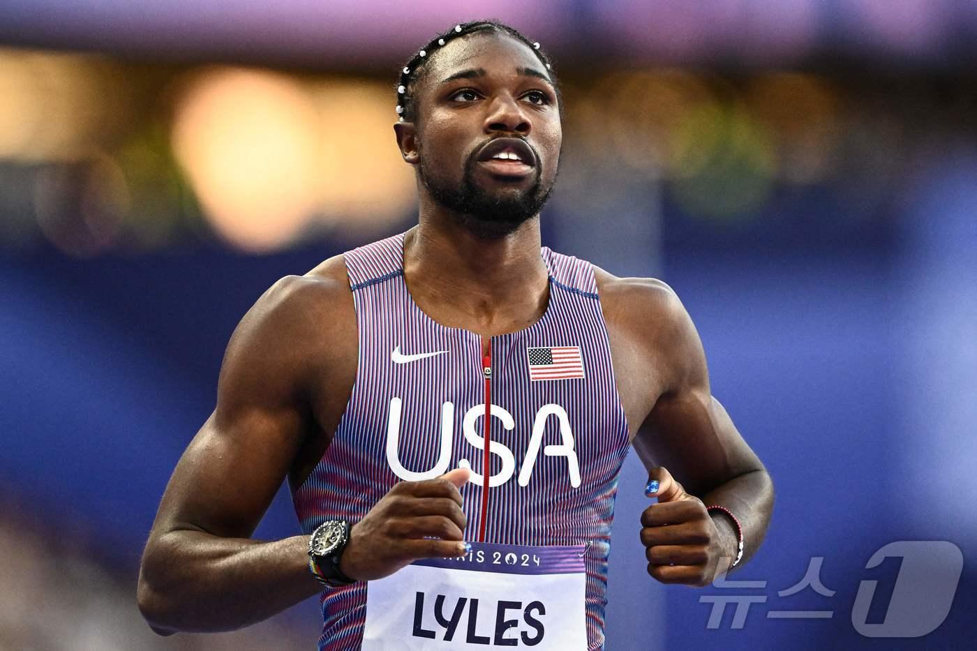 2024 파리 올림픽 남자 육상 100m 금메달리스트 노아 라일스. ⓒ AFP=뉴스1