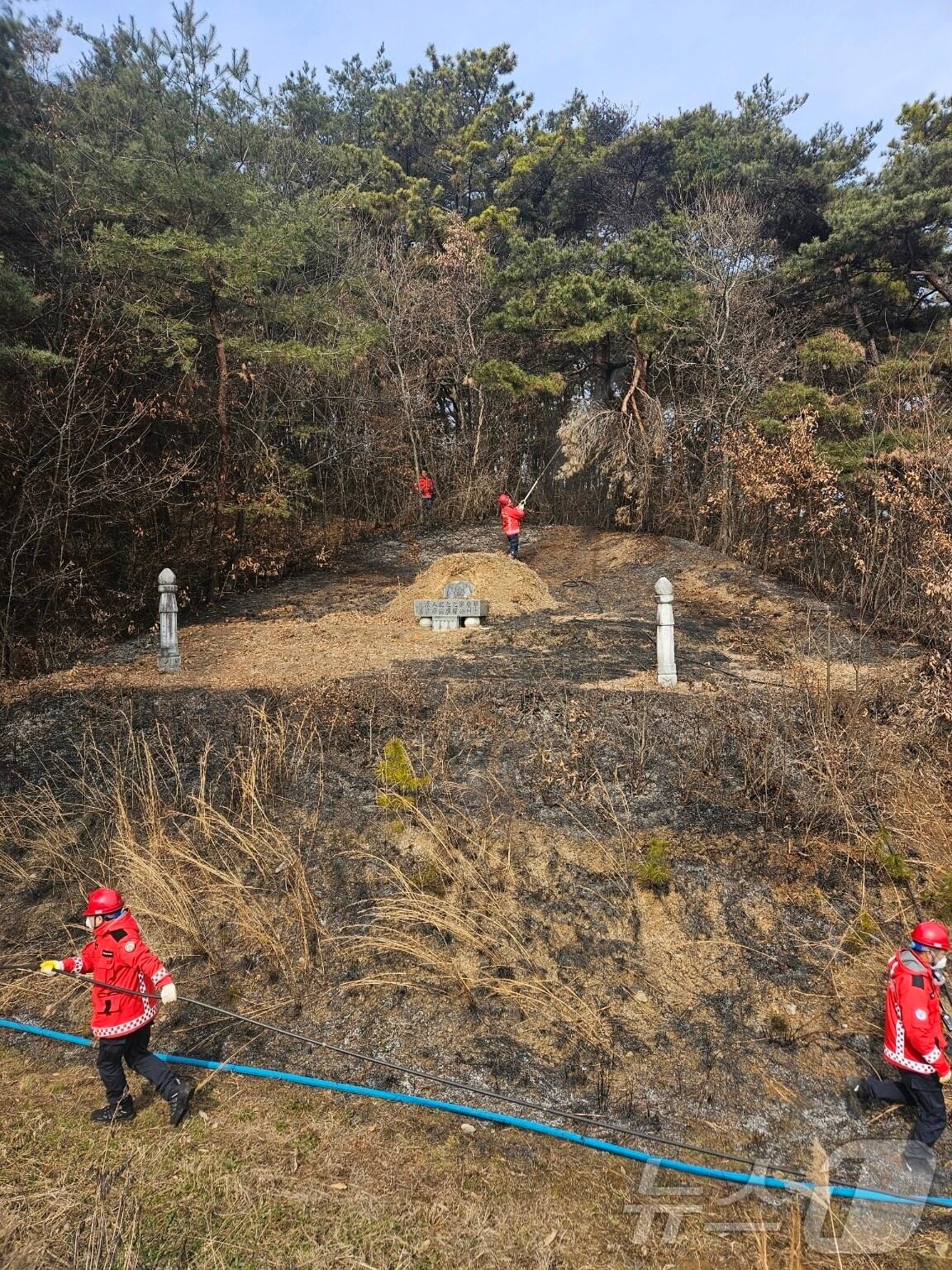 본문 이미지 - 16일 오전 11시 21분께 전북자치도 남원시 대산면 수덕리 산에서 산불이 발생했다.(산림청제공. 재판매 및 DB금지)2025.2.16/뉴스1