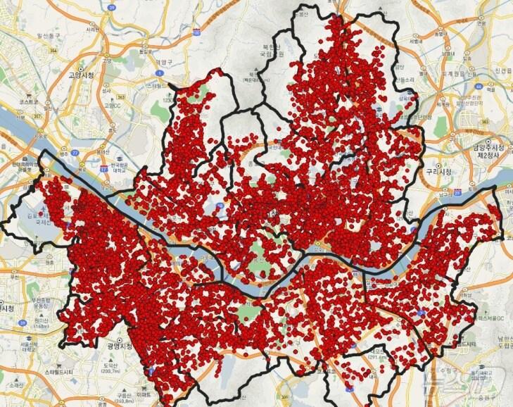본문 이미지 - 서울시내 공공와이파이 설치 현황. &#40;서울시 제공&#41; 