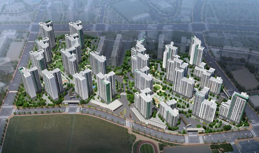 본문 이미지 - 영통 푸르지오 트레센츠, 영통 푸르지오 파인베르 조감도.&#40;대우건설 제공&#41;