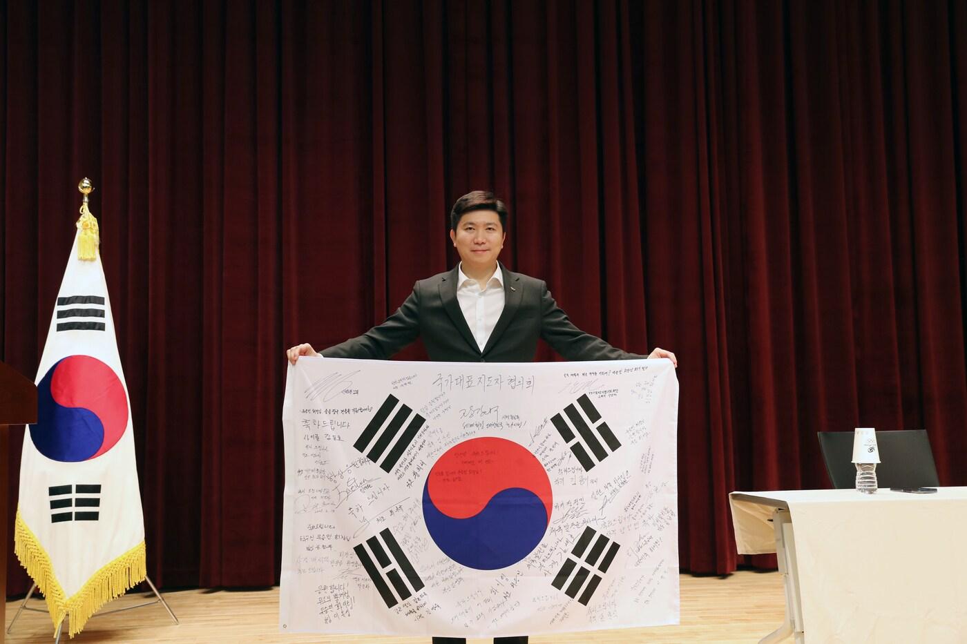 유승민 대한체육회장 당선인이 진천선수촌을 방문해 지도자들과 간담회를 가졌다.&#40;대한체육회 제공&#41;