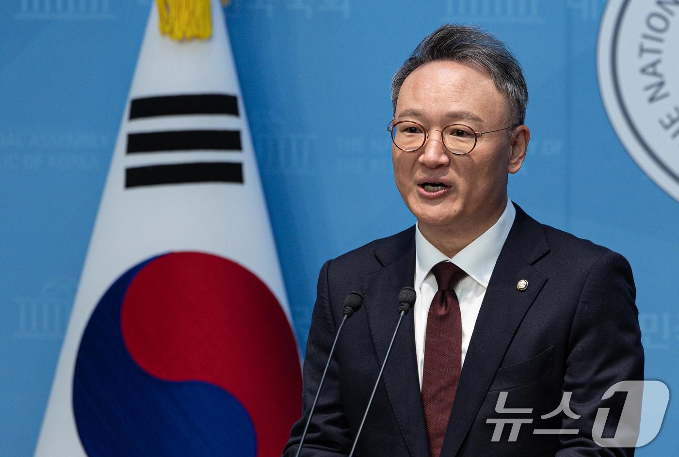 안상훈 국민의힘 의원이 19일 오전 서울 여의도 국회 소통관에서 &#39;청년·미래세대를 위한 연금개혁&#39;을 주제로 기자회견을 하고 있다. 2025.2.19/뉴스1 ⓒ News1 이재명 기자