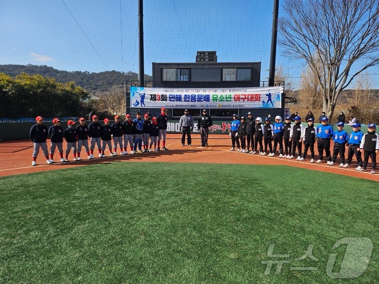 본문 이미지 - 제3회 만해 한용운배 유소년 야구대회 참가선수들이 기념촬영을 하고 있다. (홍성군 제공. 재판매 및 DB금지) /뉴스1