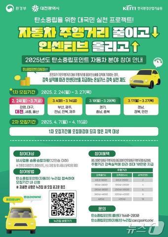본문 이미지 - 대전시 탄소중립포인트 자동차 분야 참여자 모집 안내문.(대전시 제공.재판매 및 DB금지)/뉴스1 