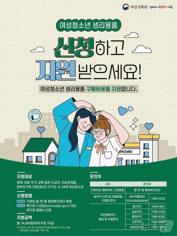 본문 이미지 - 전북 장수군은 '취약계층 여성 청소년을 위한 위생용품 바우처 지원' 사업을 추진한다고 20일 밝혔다.(장수군 제공, 재판매 및 DB 금지)/뉴스1