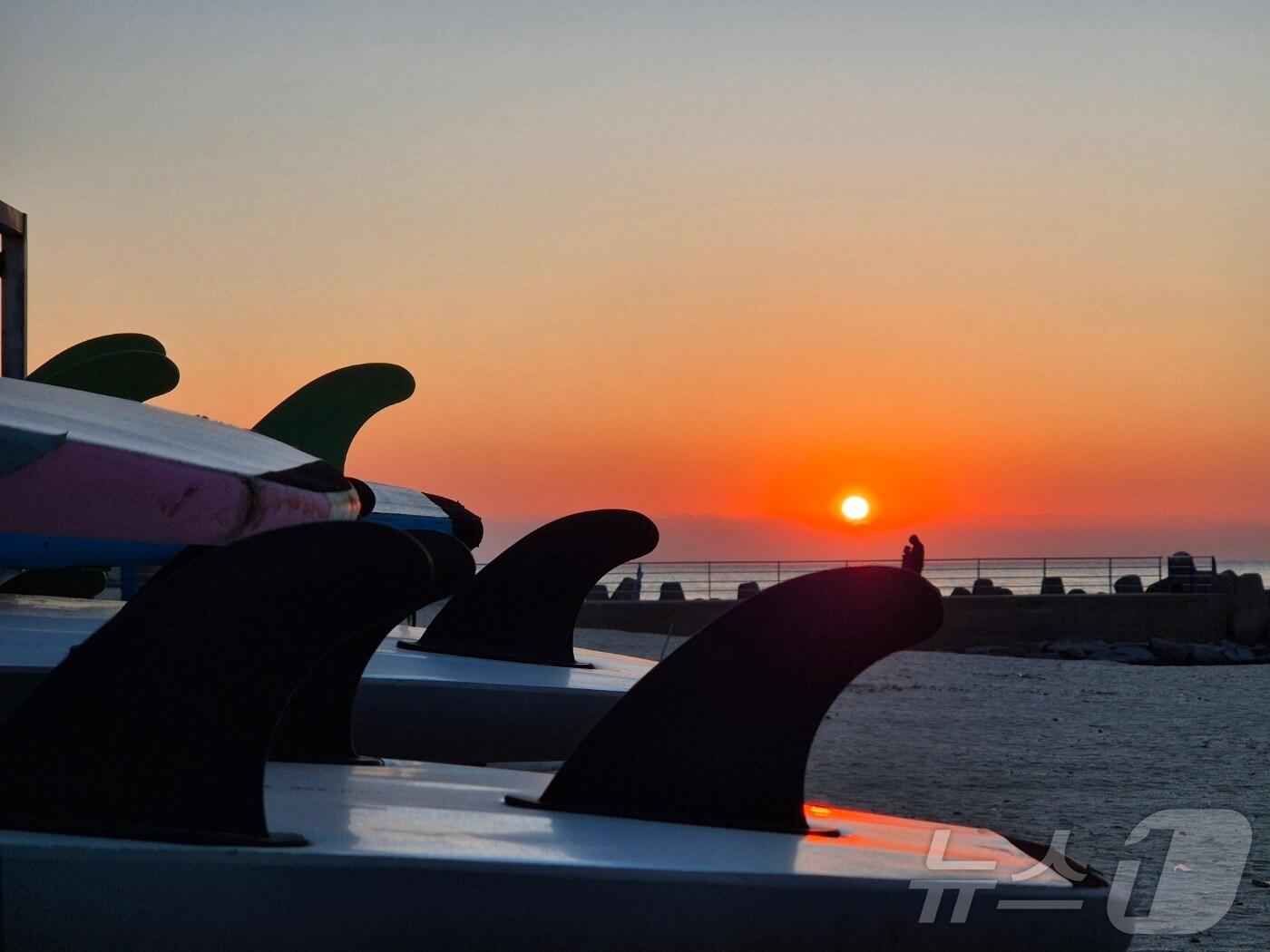 본문 이미지 - 서핑성지 강원 양양군 현남면 인구해변에 떠오르는 일출.&#40;뉴스1 DB&#41;ⓒ News1 윤왕근 기자