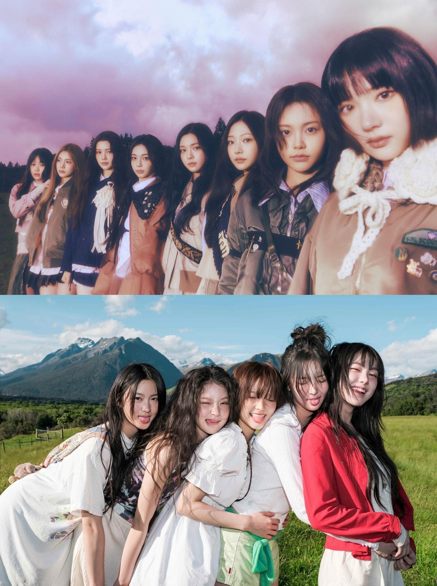 본문 이미지 - 하츠투하츠(위쪽)와 키키(SM엔터테인먼트, 스타쉽엔터테인먼트 제공)