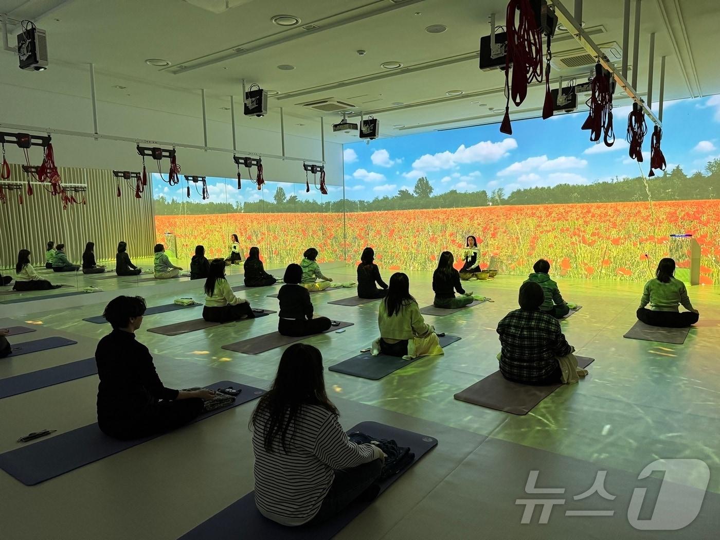 본문 이미지 - '마포누구나운동센터 합정'에서 미디어아트를 활용한 요가 프로그램이 진행됐다.(마포구청 제공) 