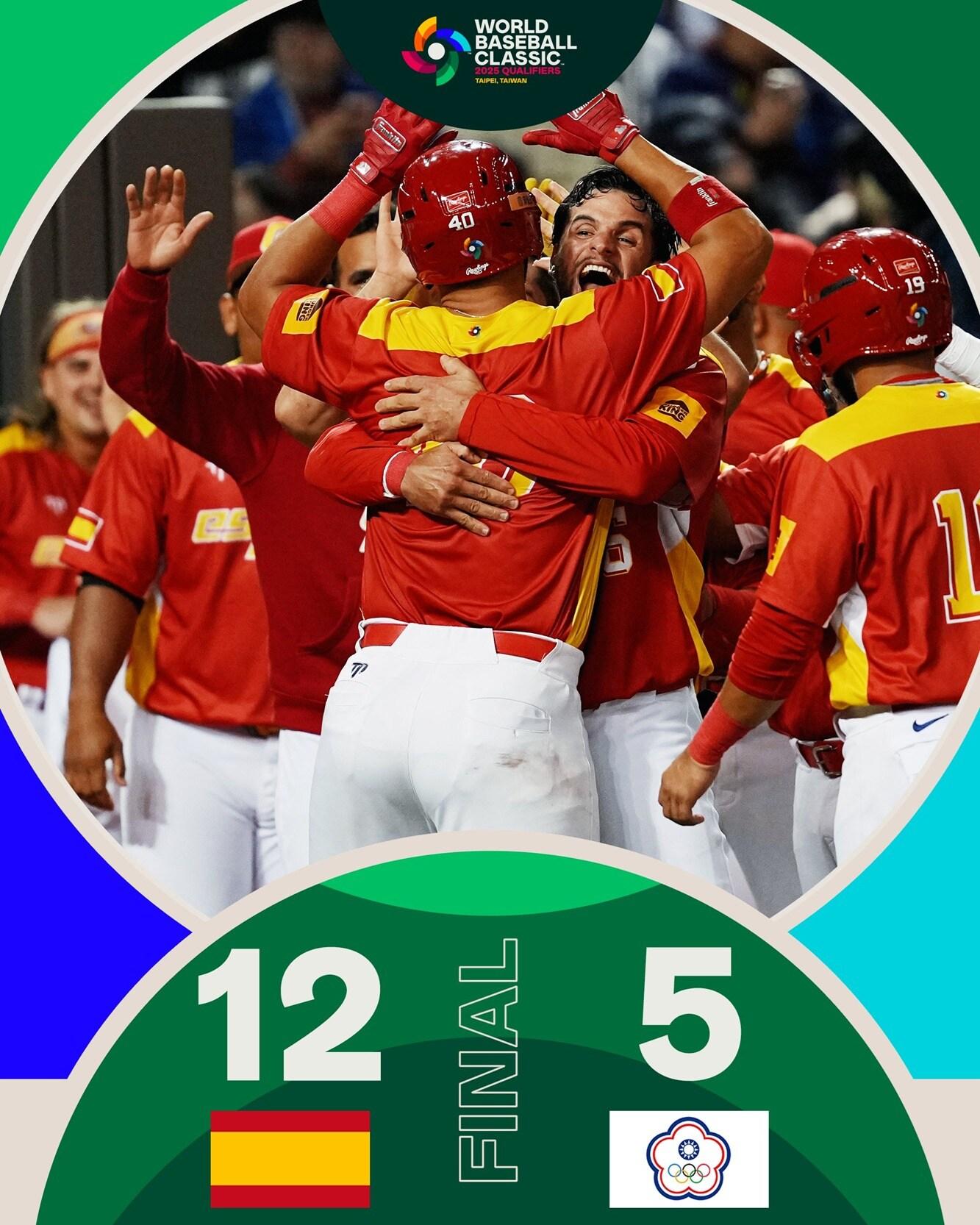 본문 이미지 - 스페인이 21일 열린 2026 WBC 예선 A조 1차전에서 대만을 12-5로 대파했다. (WBC SNS 캡처)